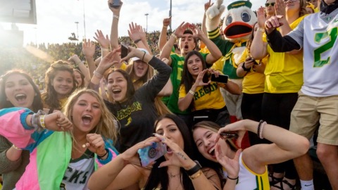 Excited students with the Duck